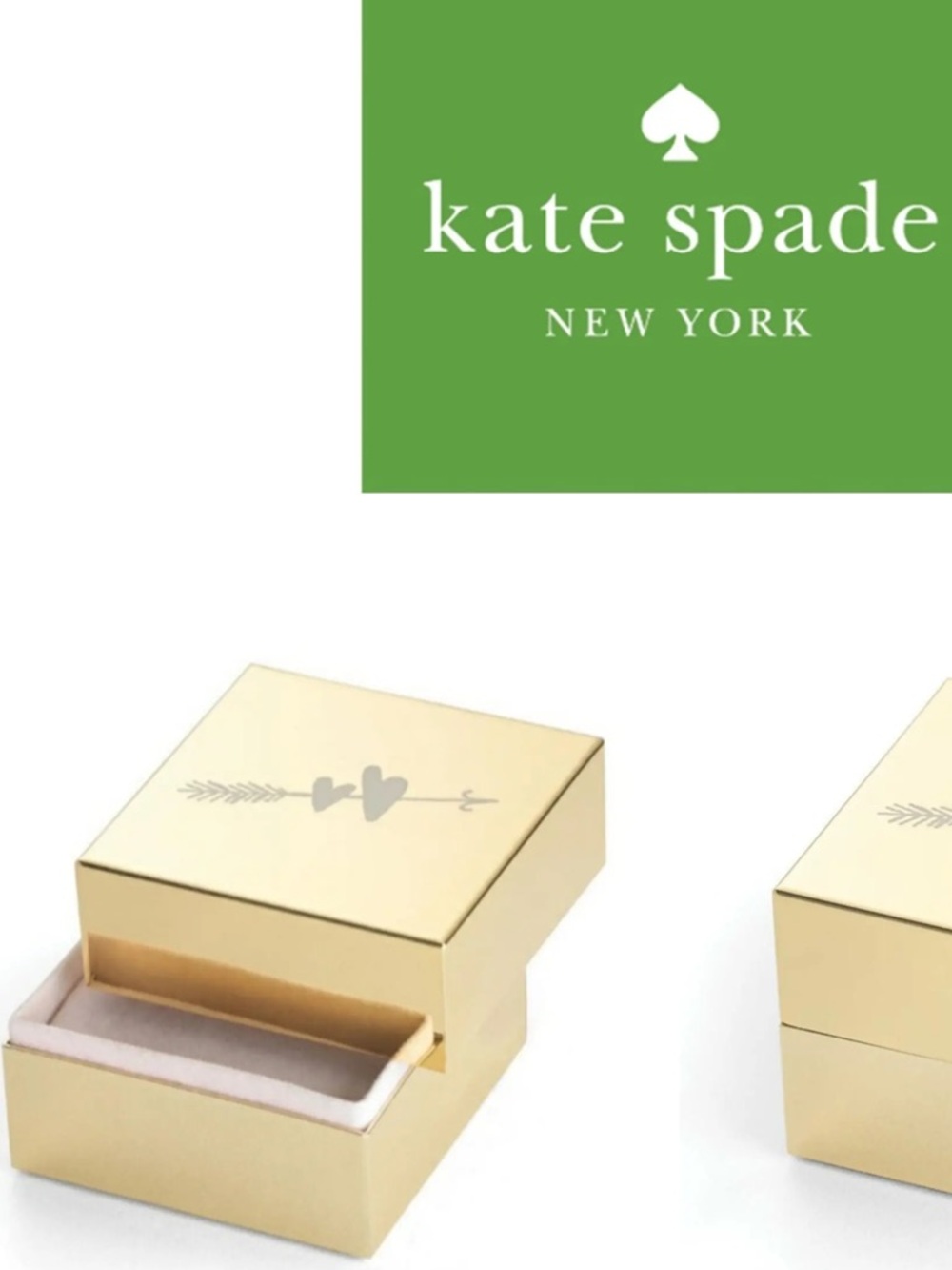 kate spade gold mirrored jewelry set with heart arrow motif